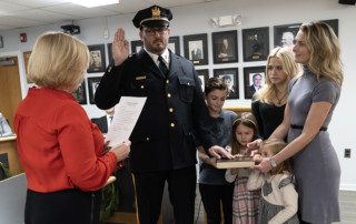 Lt. Gilmore sworn in by Mayor Mahr